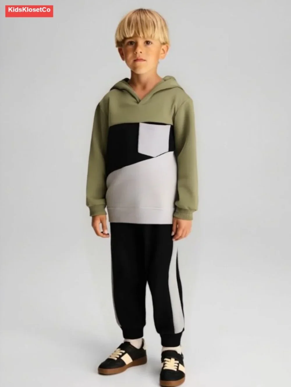 Boys Long Sleeve Color Block Hoodie & Jogger 2-Piece Set Track Suit